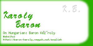 karoly baron business card